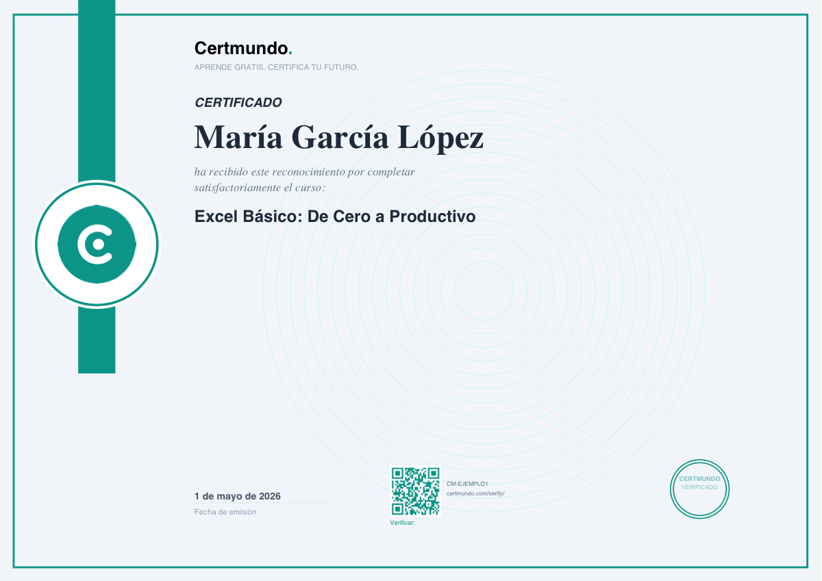 Ejemplo de certificado digital de Certmundo